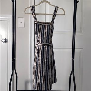 Apron mini dress, stripe, navy